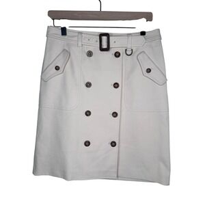 J.McLaughlin Cream 10 Button Up Belted Skirt Cream Sz 4 Small Safari McLaughlin